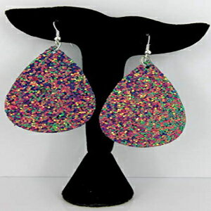 eB[ƃsÑOb^[tFCNU[[W eBAhbv _O CO Teal and Pink Glitter Faux Leather Large Teardrop Dangle Earrings