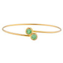 14Kゴールドシミュレートグリーンサファイアラウンドベゼルバングルブレスレット Elizabeth Jewelry 14Kt Gold Simulated Green Sapphi..