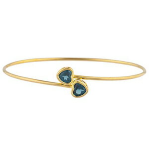 14K S[h V~[g h u[ gp[Y n[g x[ oO uXbg 14Kt Gold Simulated London Blue Topaz Heart Bezel Bangle Bracelet