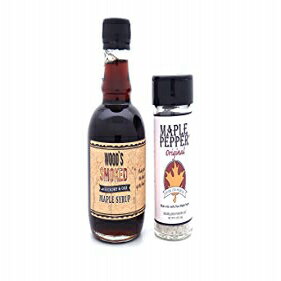 SanAndCo New England Maple Syrup Foodie Seasoning Gift Set - Maple Pepper Seasoning and Smoked Maple Syrup