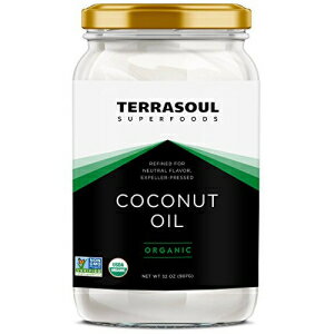Terrasoul スーパーフード精製済み (ココナッツの味や香りなし) オーガニックココナッツオイル、2 ポンド (ガラス瓶) Terrasoul Superf..