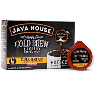 1.35液量オンス（12個パック）、コロンビア、ジャワハウス水出しコーヒー濃縮物シングルサーブ液体ポッド - 各1.35液量オンス（コロンビア、12個） 1.35 Fl Oz (Pack of 12), Colombian, Java House Cold Brew Coffee Concentrate Single Serve Liquid