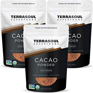 Terrasoul Superfoods オーガニック カカオ パウダー、3 ポンド (3 パック) - 生 | ケト | ビーガン Terrasoul Superfoods Organic Cacao Powder, 3 Lbs (3 Pack) - Raw | Keto | Vegan