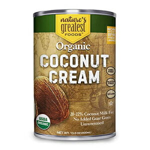 Nature's Greatest Foodsのオーガニックココナッツクリーム - 13.5オンス - グアーガム不使用、保存料不使用 - グルテンフリー、ビーガン、コーシャ - ココナッツミルク脂肪20-20%、無糖 Organic Coconut Cream by Nature’s Greatest Foods - 13.5 Oz