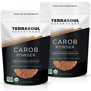 Terrasoul Superfoods オーガニック キャロブ パウダー、2 ポンド (2 パック) - ココアパウダーの代替品 食物繊維が豊富 Terrasoul Superfoods Organic Carob Powder, 2 Lbs (2 Pack) - Cocoa Powder Alternative High in Fiber
