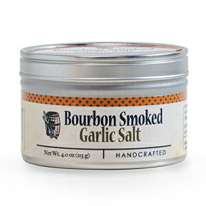 ガーリックソルト – ガーリックとブレンドした手作りバーボンスモークソルト – 4オンス缶 Garlic Salt - Handcrafted Bourbon Smoked Salt Blended with Garlic - 4 Ounce Tin