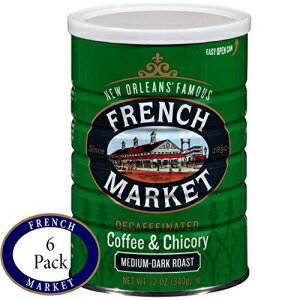 楽天Glomarketフレンチマーケットコーヒー、コーヒー＆チコリ、カフェインレス、12オンス缶（6個パック） French Market Coffee, Coffee & Chicory, Decaffeinated, 12 Oz Can （Pack of 6）