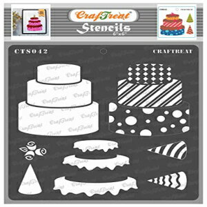 CrafTreat レイヤードウエディングケーキステンシル 木 キャンバス 紙 布地 床 壁 タイルにペイント - 3段ケーキ - 6x6インチ - 再利用可能なDIYアートとクラフトステンシル ケーキステンシルセット CrafTreat Layered Wedding Cake Stencils for Pain
