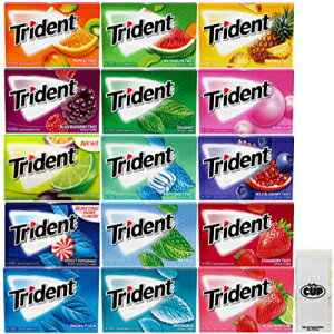 gCfg VK[t[ `[CK A\[ggA15 t[o[ - 14 XeBbN pbNAoC U Jbv VK[t[ ~gt Trident Sugar-Free Chewing Gum Assortment, 15 Flavor - 14 Stick Packs with By The Cup Su