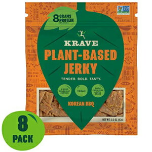 Krave Jerky Krave ビーガン 韓国バーベキュー プラントベース ジャーキー、2.2 オンス バッグ 8 パック、2 オンス Krave Jerky Krave Vegan Korean Bbq Plant-Based Jerky, 8 Pack Of 2.2oz Bags, 2oz