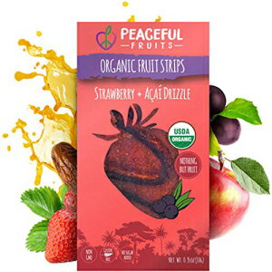 いちご ピースフルフルーツ100％フルーツストリップ（ストロベリー、12カウント） Peaceful Fruits 100% Fruit Strips (Strawberry, 12 count)