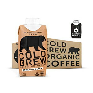 楽天GlomarketWandering Bear オーガニック コールドブリュー コーヒー オンザゴー 11 オンス カートン、ストレート ブラック、砂糖不使用、すぐに飲める、濃縮タイプではありません （6 個パック） Wandering Bear Organic Cold Brew Coffee On-the-Go 11 oz Carton