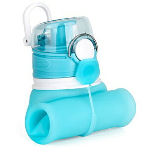 Valourgo ܂肽ݎEH[^[{gAVR܂肽ݎRh~out BPA t[AANAu[A21 IX Valourgo Collapsible Water Bottle, Silicone Foldable with Leak Proof Valve BPA Free, Aqua Blue, 21 oz.