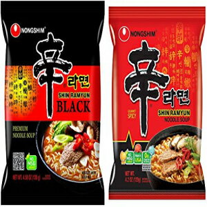 辛ラーメンBLACK(4パック)+辛ラーメン激辛麺(4パック)-(Made in USA) by 農心  Shin Ramyun BLACK (4 packs)+Shin Ramyun Hot Spicy Noodle (4 packs)-(Made in USA) by Nongshi