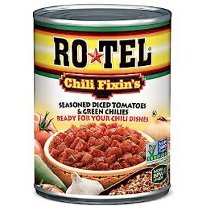 RO-TEL Chili Fixin ̖t_CXg}gƃO[`A10 IX RO-TEL Chili Fixin's Seasoned Diced Tomatoes and Green Chilies, 10 oz