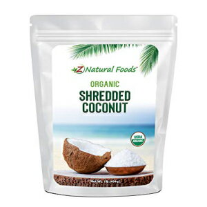 Z Natural Foods Organic Shredded Coconut - Unsweetened Macaroon Cut - Finely Cut Dried Flakes For Baking, Snacks, & Recipes - Raw, Vegan, Gluten Free, Non GMO - 1 lb 1