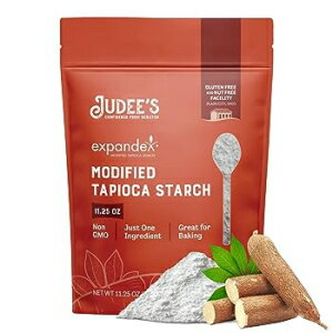タピオカ澱粉、Judee's Expandex 変性タピオカ澱粉パウダー - 11.25 オンス - おいしい、100% グルテンフリー - 自家製のおやつや焼き菓子に最適 - 厚みを増し、食感、風味、外観を向上させます Tapioca Starch, Judee’s Expandex Modified Tapioca S