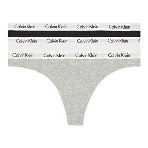 Calvin Klein レディース カルーセル ロゴ コットン ストレッチ Tバック パンティー マルチパック ブラック/ホワイト/グレー ヘザー S Calvin Klein Women s Carousel Logo Cotton Stretch Tho…