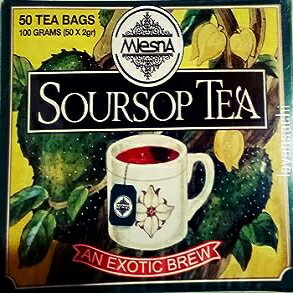 ムレスナ ピュア セイロン サワーソップ ブラック ティー 50 ティーバッグ ボックス。（100グラム） Mlesna Pure Ceylon Soursop BLACK Tea 50 Tea Bags Box. (100g)