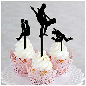 カップケーキトッパー 記念日 結婚式 誕生日パーティー セックスポジションシルエット 12個 Cupcake Topper Anniversary Wedding Birthday Party Sex Positions Silhouette 12 Pcs