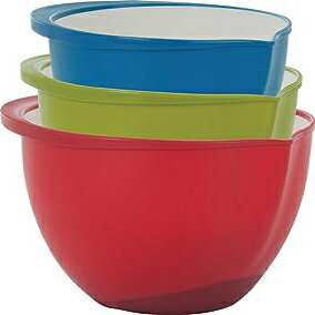 1, A CLASS, Trudeau Set of 3 Plastic Mixing Bowls, 2-Tone Color