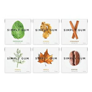 15 Count (Pack of 6), Simply Gum | Variety Pack - Peppermint, Cinnamon, Ginger, Fennel, Maple, Coffee | Synthetic Free + Aspartame Free + non GMO