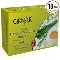 Girnar インスタントチャイ (紅茶) プレミックス レモングラス入り 10 サシェパック Girnar Instant Chai (Tea) Premix With Lemongrass, 10 Sachet Pack