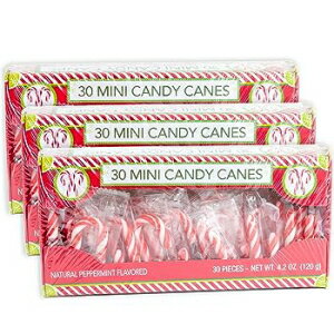 キャンディケーン ペパーミント味 各ボックスにミニ キャンディー ケーン 30 個入り - 正味 4.2 オンス 3 個パック - 合計 90 個 個別包装 ドリンク デザート クリスマスツリー ホリデーデコレーションにぴったりです。 Candy Cane Pepp