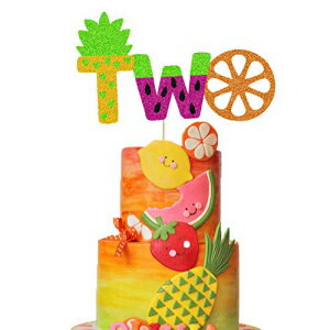 TwottiFruttiケーキトッパーサマーフルーツ2歳の誕生日ケーキの装飾パイナップル/スイカ/オレンジ/レモン/ストロベリー/チェリー/バナナフルーツをテーマにした2歳の誕生日パーティー用品の装飾 Letromp Twotti Frutti Cake Topper Summer Fruit 2nd Birthday Cake