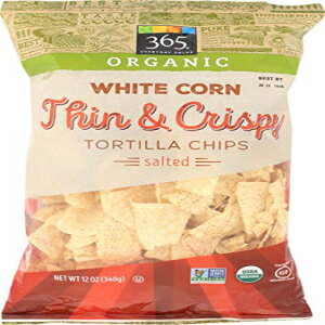 365 Everyday Value オーガニック ホワイト コーン トルティーヤ チップス 薄くてサクサク 塩味 12 オンス 365 Everyday Value, Organic White Corn Tortilla Chips, Thin Crispy, Salted, 12 oz