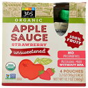 365エブリデイバリュー オーガニックアップルソース ストロベリー 無糖 4カラット 365 Everyday Value, Organic Apple Sauce, Strawberry, Unsweetened, 4 ct