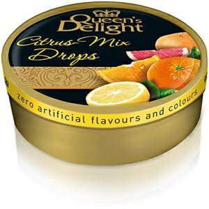 Queen's Delight VRƖ{̃t[cW[X n[h LfB VgX ~bNX hbvXʁA5.3 IX (150g) - 10  Queenfs Delight Natural Ingredients and Real Fruit Juice Hard Candy Citrus Mix Drops Tin, 5.3 Oun