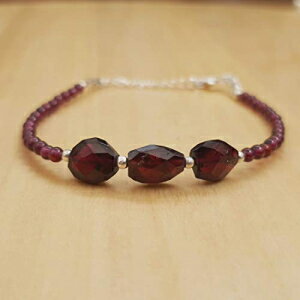 sNK[lbgEhCM[r[YuXbgAX^[OVo[t@CfBOnhCha΃WG[ anushruti Pink Garnet Round Irregular Beads Bracelet with Sterling Silver Finding Handmade Birthstone Jewelry