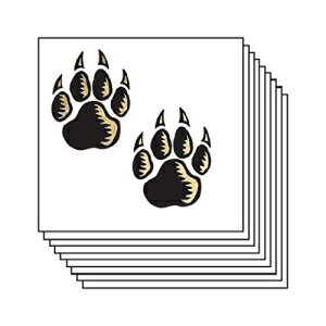 メタリックゴールド ブラックウルフ足跡一時的なタトゥー (20 パック) 肌に安全 米国製 取り外し可能 Metallic Gold Black Wolf Paw Prints Temporary Tattoos (20-Pk) Skin Safe MADE IN THE USA Removable
