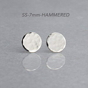 X^[OVo[EhfBXNX^bhsAXp7mmn}[X^bh Fashion Art Jewelry Sterling Silver Round Disc Stud Earrings 7mm Hammered Studs for Women