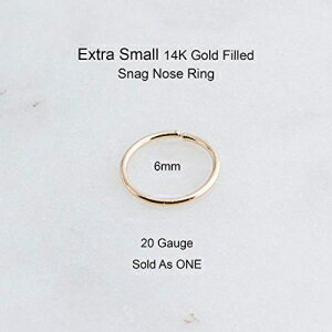 14K ゴールドフィルド 6mm ぴったりフィット ノーズ オープン リング フープ 20 ゲージ ピアス ジュエリー 女性用 1 個として販売 14k Gold Filled 6mm Snug Fitting Nose Open Ring Hoop 20 Gauge Piercing Jewelry for Women Sold As One