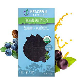 ピースフルフルーツ100％フルーツストリップ（ブルーベリー、12カウント） Peaceful Fruits 100% Fruit Strips (Blueberry, 12 count)