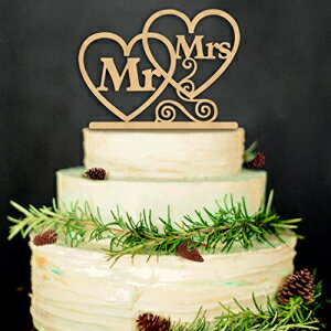 夫妻ケーキトッパー ハート 素朴な木製 結婚記念日 パーティー 婚約装飾 Mr and Mrs Cake Toppers Heart Rustic Wood Wedding Aniversary Party Engagement Decoration