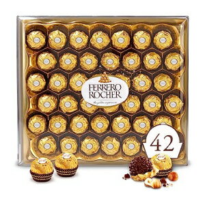 Ferrero Rocher プレミアム グルメ ミルク チョコレート ヘーゼルナッツ、ギフト用個別包装キャンディー、42 個 Ferrero Rocher Premium Gourmet Milk Chocolate Hazelnut, Individually Wrapped Candy for Gifting, 42 Count