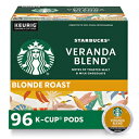 Starbucks K-Cup Coffee Pods—Starbucks Blonde Roast Coffee—Veranda Blend for Keurig Brewers—100 Arabica—4 boxes (96 pods total)