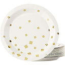 Juvale Gold Paper Plates - 48-Pack Gold Foil Square Confetti 9-Inch Disposable Plates, Gold Party Supplies, Appetizer, Lunch, Dessert Round Party Plates