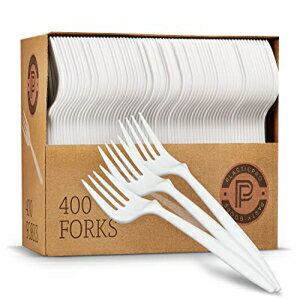 Plasticproカトラリー400ミディアムウェイトホワイトディスポーザブルプラスチックフォーク PLASTICPRO Cutlery 400 Mediumweight White Disposable Plastic Forks