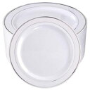 bUCLA Vo[vX`bNv[g 100  - 10.25 C` Vo[ ĝăfBi[v[g - p[eB[ɍœK bUCLA 100Pieces Silver Plastic Plates-10.25inch Silver Rim Disposable Dinner Plates-Ideal for Weddings& Parti