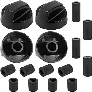 Black, AMI PARTS Black Oven Control Switch Knob with 12 Adapters for Oven/Stove/Range Universal Knobs Wide Application