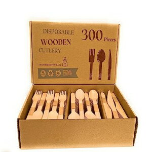 Dharma 039 s Path Disposable Wooden Cutlery Set 100 All-Natural, Eco-Friendly, Biodegradable, and Compostable - 302 Pieces(125 forks, 100 spoons, 75 knives, 2 multipurpose bags)