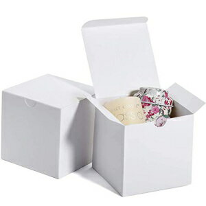 MESHA 4x4x4インチ ホワイト ギフトボックス 50個 小さなギフトボックス 蓋付きバルク、プレゼント用クラフト紙ギフトボックス、ホワイトブライドメイド提案ボックス、好意ボックス、キャンドルボックス、包装用小箱。 MESHA 4x4x4'' White Gift Boxes 50 Pcs