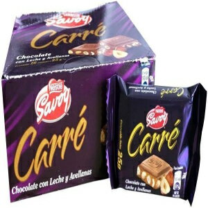 サボイ カレ ヘーゼルナッツ入りミルクチョコレート / 16個入 各25g … Savoy Carre Milk Chocolate with Hazelnuts / 16 Count 25 g each …