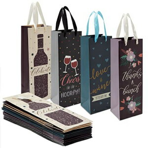 Juvale nhtC{gMtgobO 12 pbN oNZbg aA̓A̓AAzf[ANX}X 4 fUC (4.6 x 13.7 x 4 C`) Juvale 12 Pack Wine Bottle Gift Bags with Handles, Bulk Set for Birthda