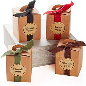 Hayley Cherie  ܥȥ󥭥塼ƥåդեѤʤĥܥå (20ѥå)  4.7 x 3.5 x 3.5  350gsm (ե) Hayley Cherie - Gift Rustic Treat Boxes with Ribbons and Thank You Stickers