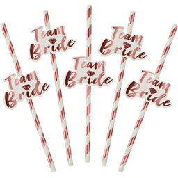 Boao 48 Rose Gold Paper Straws in Sun Party Shape with Team Bride Flags Wedding Shower Straw Paper Bridal Straw Accessories